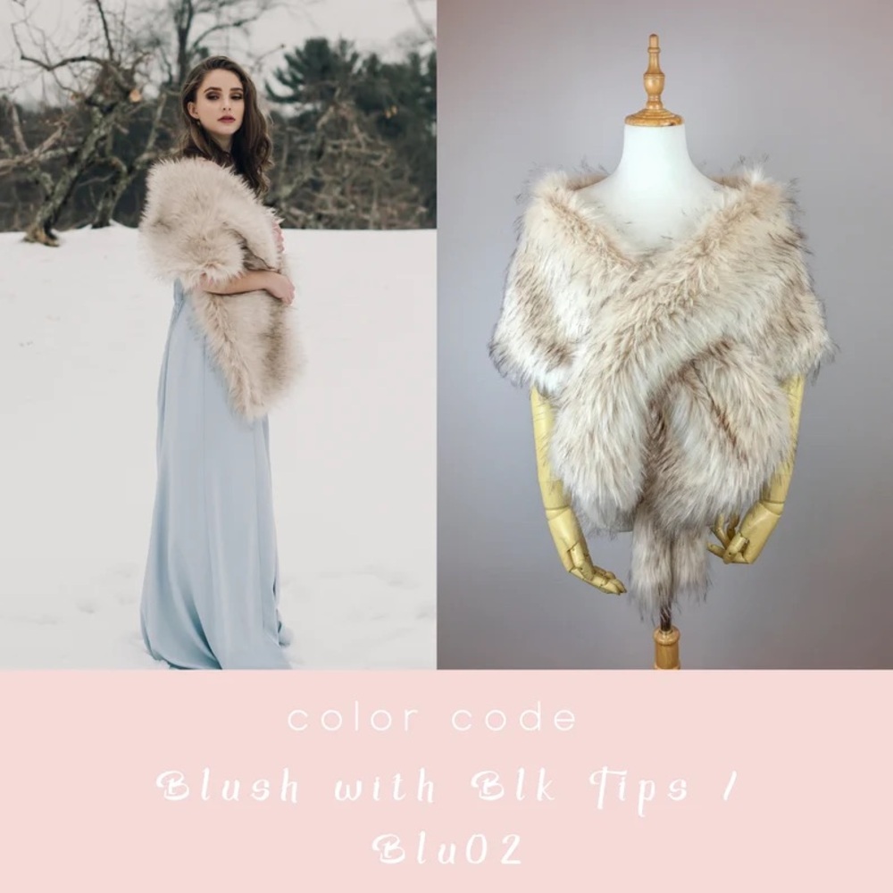 Bridal + Wedding Faux Fur Wrap - Size Small - Picture 2 of 4